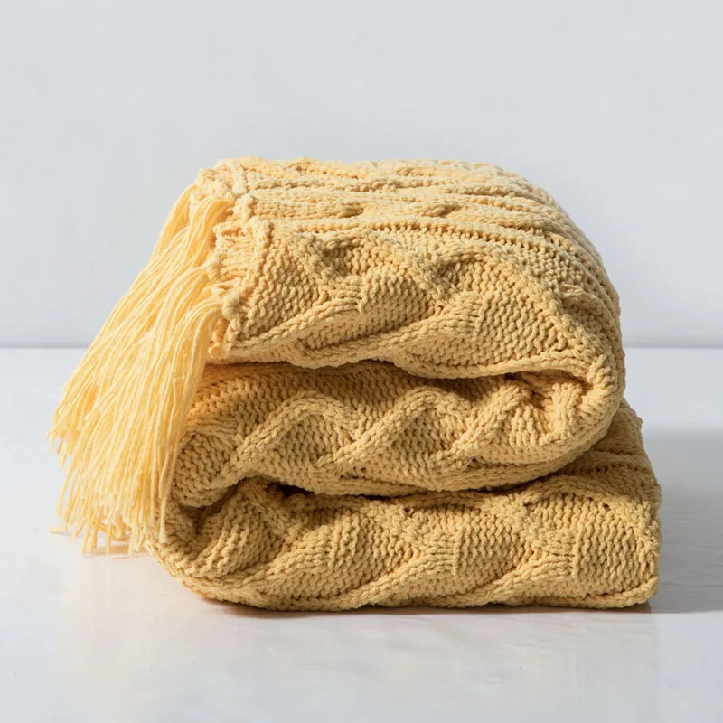 spesifikasi Selimut Rajutan Chenille Warna Solid Penutup Sofa Lembut Seprai Dengan Rumbai Gaya Skandinavia Untuk Kursi Tempat Tidur Sofa Rumah Deco