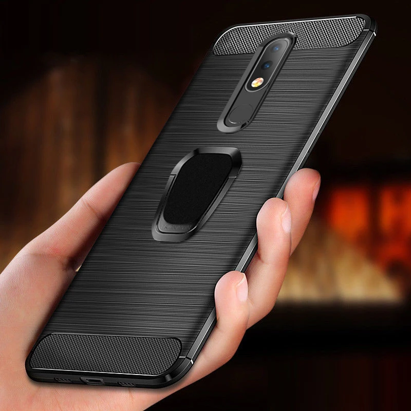 Корпус из углеродного волокна для Nokia 2,2 3,2 6,2 4,2 9 Pureview 7,1 3,1 5,1 6,1 7 Plus 6 2018X6X5X71 телефонные чехлы с кольцом-держателем крышки
