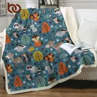 Плед с животными BeddingOutlet, мультяшное одеяло для кровати, покрывало с кроликом, лисой, шерпой, милые манты, ежик, удобное домашнее украшение