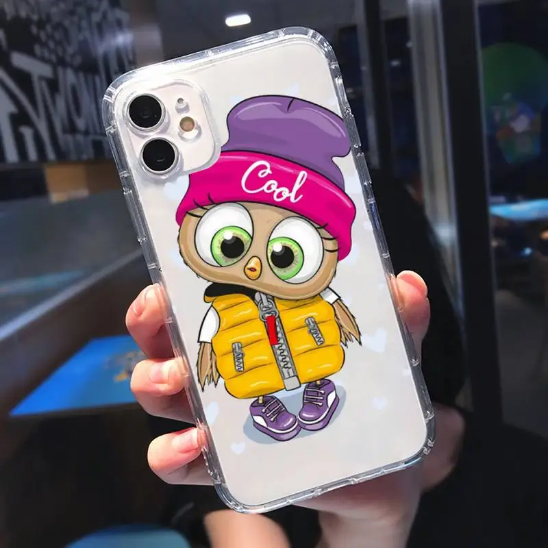 

Cute animal Owl Phone Case Transparent for iPhone 11 12 mini pro XS MAX 8 7 6 6S Plus X 5S SE 2020 XR