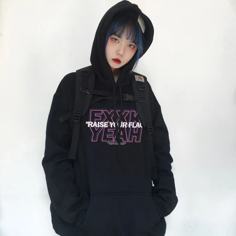 

Funny Letter Print Harajuku Gothic Vintage Hoodies Women Men Dark Korean INS Punk Hip hop Streetwear Unisex Casual Sweatshirts