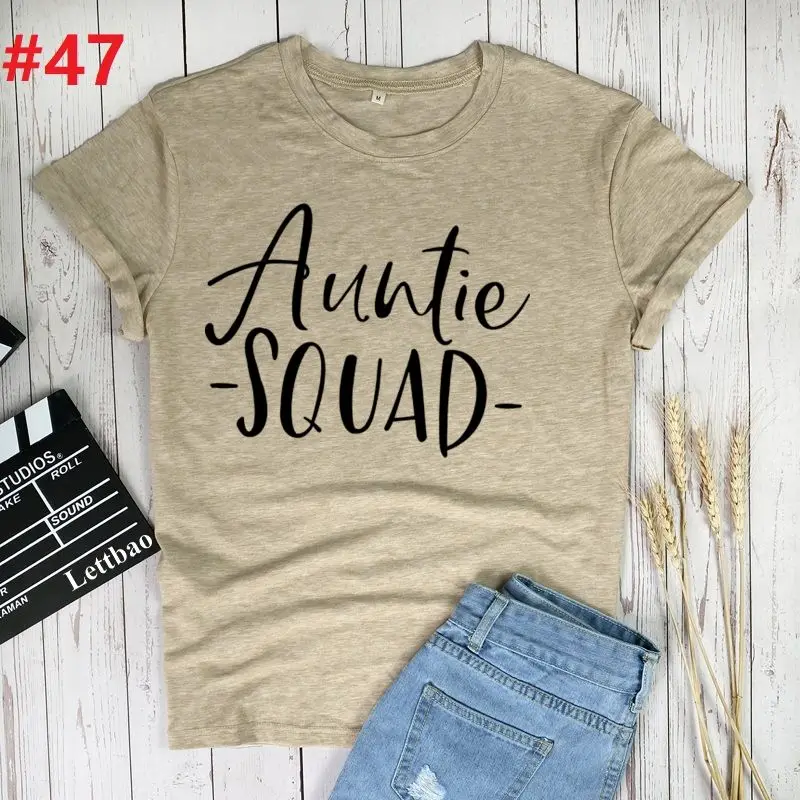

Auntie Squad Cute Print T Shirt Women TShirt Lovely Girl T-shirt Summer Ladies Casual Cotton Tee Shirt Ladies Camisas Mujer