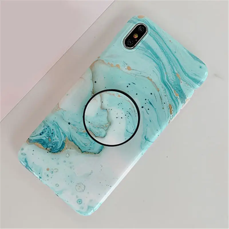 Green 0932 B4 FLYKYLIN подставка для держателя для samsung Galaxy A50 задняя крышка на для samsung A70 A40 Art Сращивание мрамора IMD силиконовый чехол для телефона - Цвет: Green 0932 B4