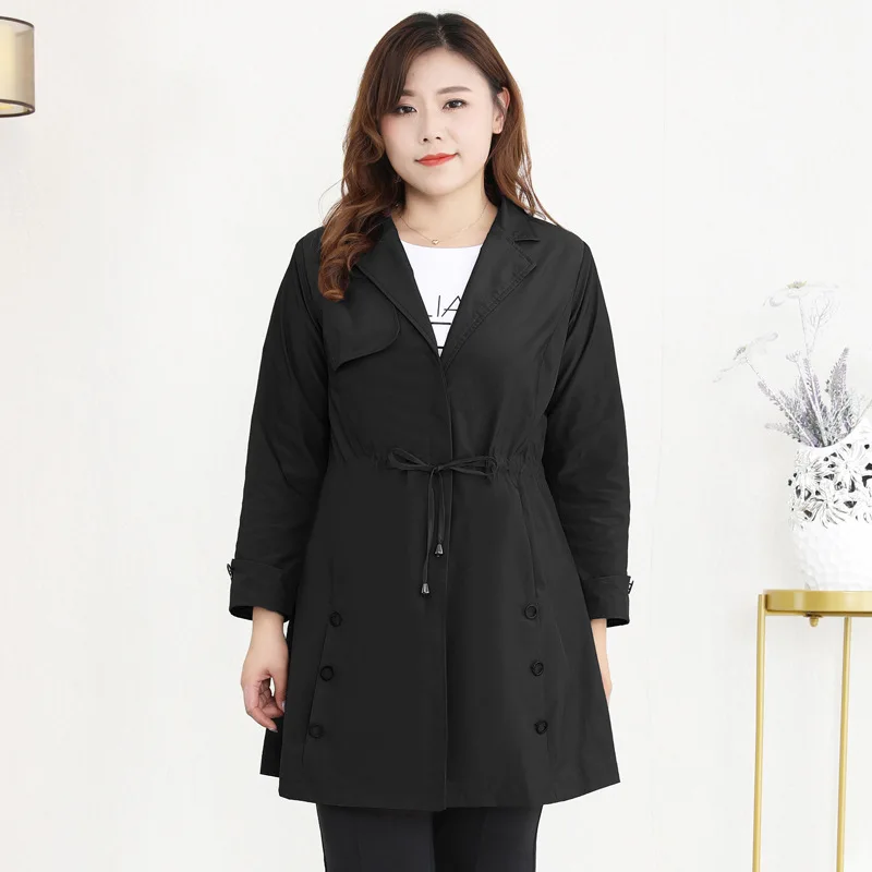 

Женский облегающий Тренч на завязках, Повседневная ветровка большого размера с высокой талией, от 4XL до 10XL, весна-осень, 20122T