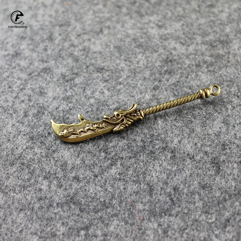Старинное китайское оружие медный нож с головой дракона твердая латунь