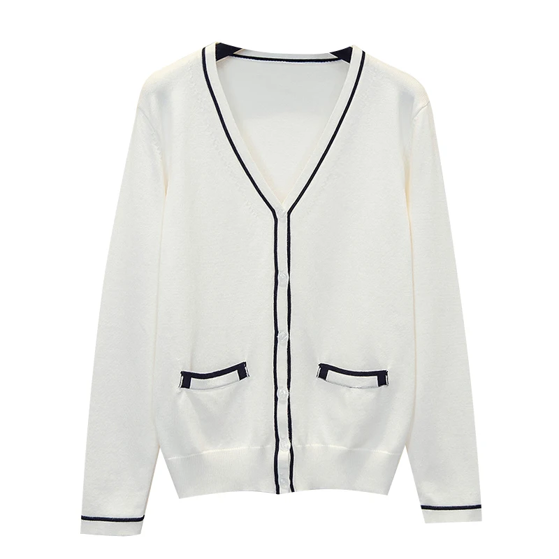 Женский кардиган с V-образным вырезом свободный трикотажный жакет открытым