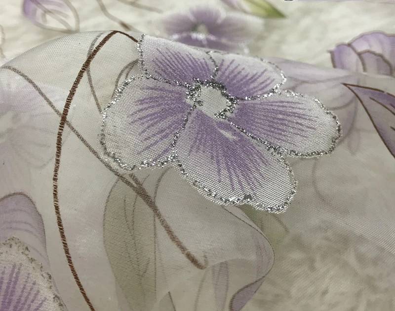 

one meter New transparent Organza in summer fabric Hot silver flower tissu Fashion dress puffy skirt tissus
