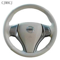 for nissan murano teana xv teana high quality diy hand stitched leather carbon fibre steering wheel cover car accessories