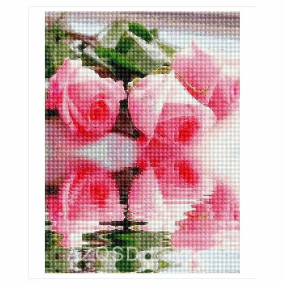 AZQSD Diamond Painting Embroidery Flower Handmade Needlework Home Decor Mosaic Floral Cross Stitch 5D DIY Gift Wall Art | Дом и сад