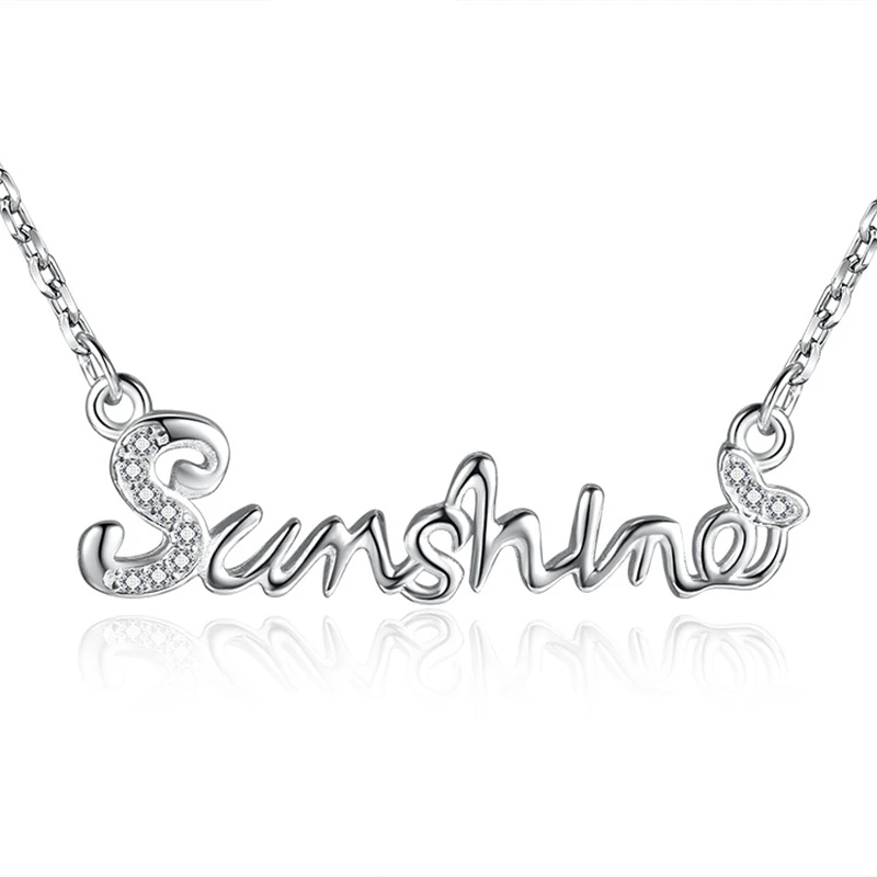 

S925 Silver Charm Necklaces For Women Rose Gold GP Sunshine Letter Necklace & Pendant Choker Collier Trendy Jewelry Bijoux Gifts