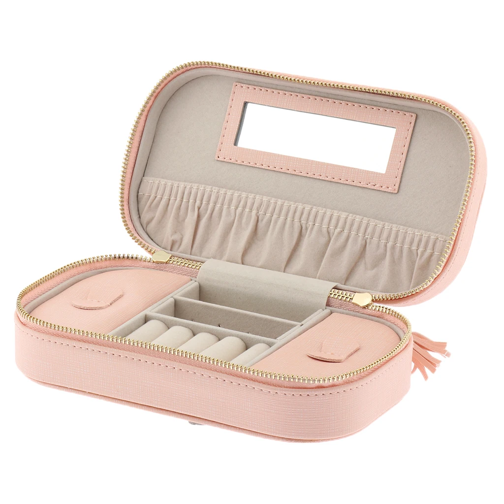 

Portable Travel Jewelry Storage Case Jewelry Organizer Case Bag for Rings, Necklace, Earrings, Bracelet, Pink