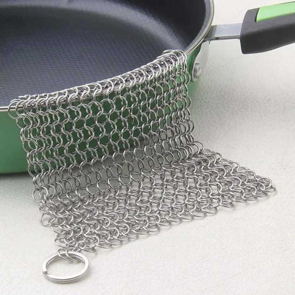 

Steel Mesh Cleaning Brush With Metal Ring Kitchen Washing Pot Rust-resistant Durable Tool Cleaner Scrubber Pan Pa M3Q2