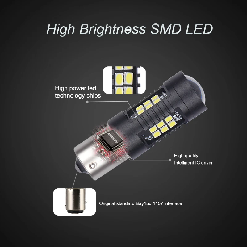 ANMINGPU 2x сигнальная лампа 1156 Led BA15S P21W BAU15S 3030SMD 1157 Canbus BAY15D P21/5 Вт для автомобилей