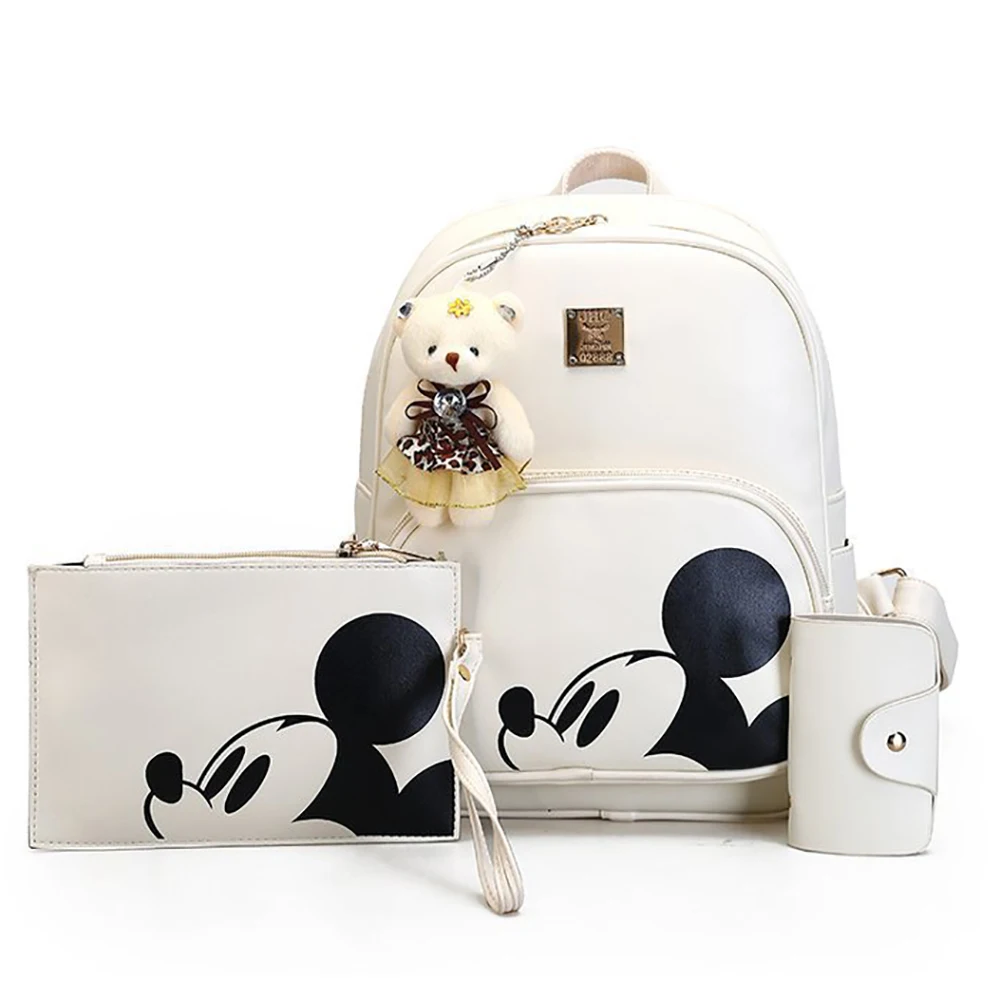

Disney Cartoon Teenagers School Bags For Students Mickey Mouse Print Baackpacks Ladies Large Capacity Leather Handbags 2021 New