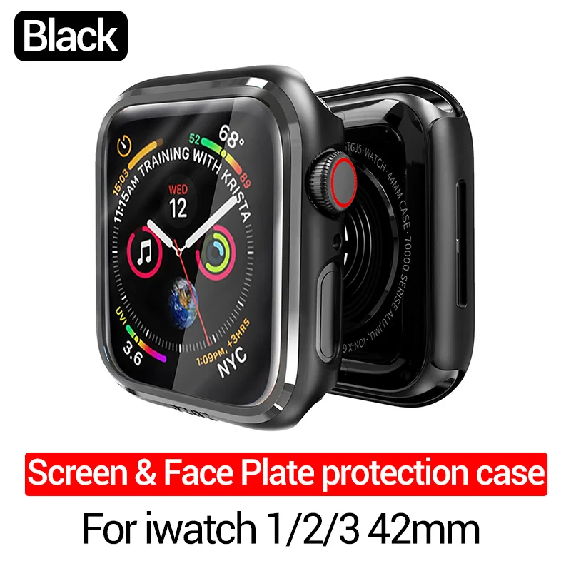 PZOZ для apple watch 4 5 защитный чехол для экрана 40 мм 44 мм мягкая Гидрогелевая пленка 3D полное покрытие для apple watch 1 2 3 часы 38 мм 42 мм - Цвет: 42MM Black