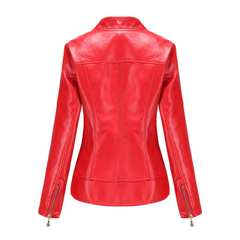 

TRODEAM 2021 New Fashion Casual Pu Motorcycle Leather Women Jacket Spring Autumn Turndown Punk Bomber Coat For Female Tops