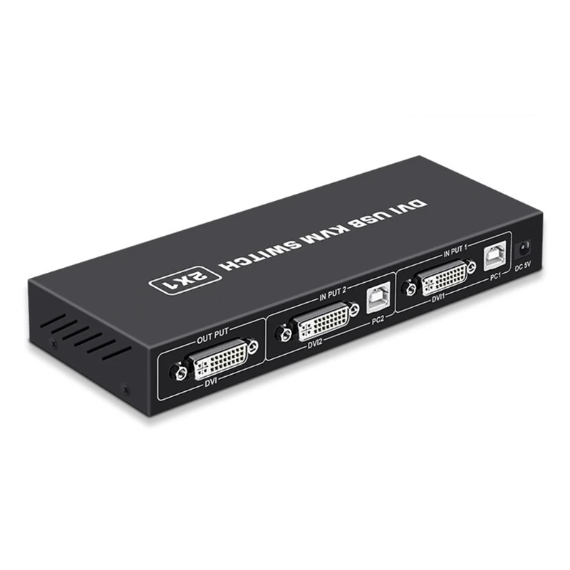 Док-станция KVM DVI 2 в 1 выход USB-переключатель хаб для совместного использования