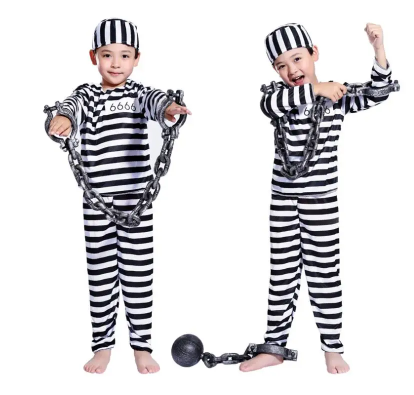 Костюм для косплея на Хэллоуин одежда мальчиков детский полосатый костюм