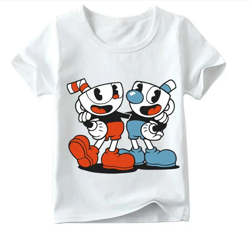 

Быстрая доставка, забавная футболка для маленьких мальчиков и девочек с принтом «Cuphead», детские летние топы с коротким рукавом, детская мягк...