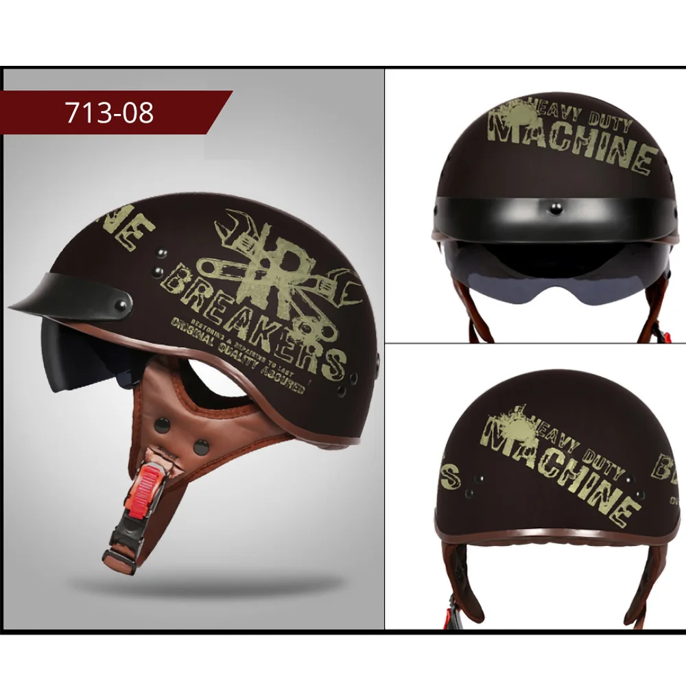 Мотоциклетный шлем в стиле ретро Байкерский мотоциклетный с открытым лицом для