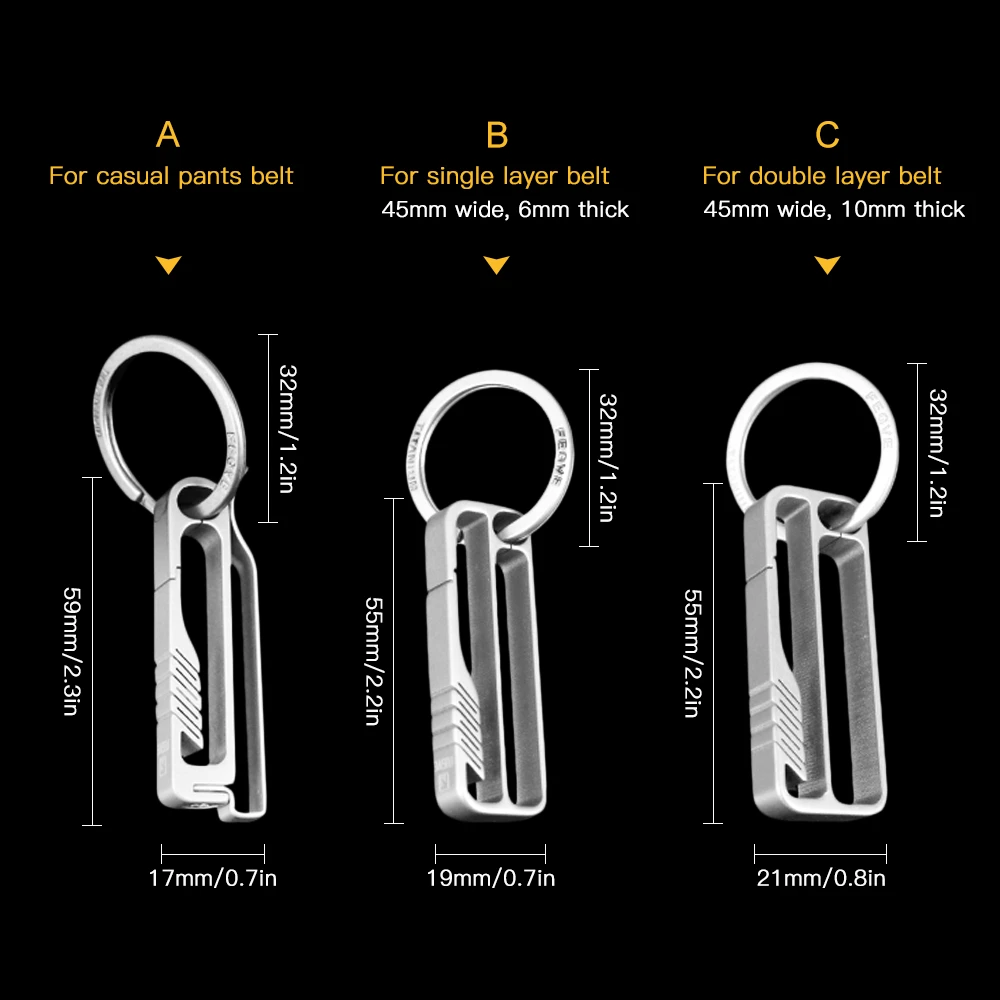 

Outdoor Climbing Equipments Titanium Alloy Lightweight Titanium Key Chain Waist Belt Key Ring Holder Hook Camping Tool