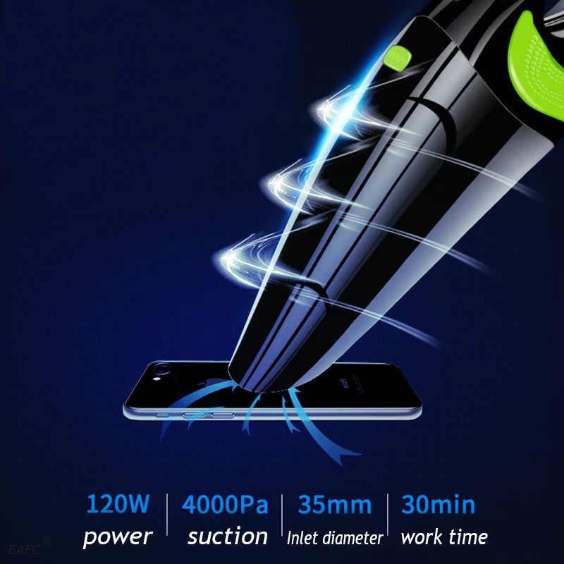 

Powerful Wireless Car Vacuum Cleaner 120W Portable Handheld USB Cordless Wet/Dry Use Rechargeable Home Auto Car Vacuum Cleane