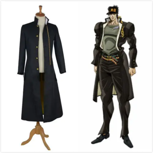 JoJo невероятное приключение Jotaro Kujo куртка плащ-Тренч пальто костюм для косплей на