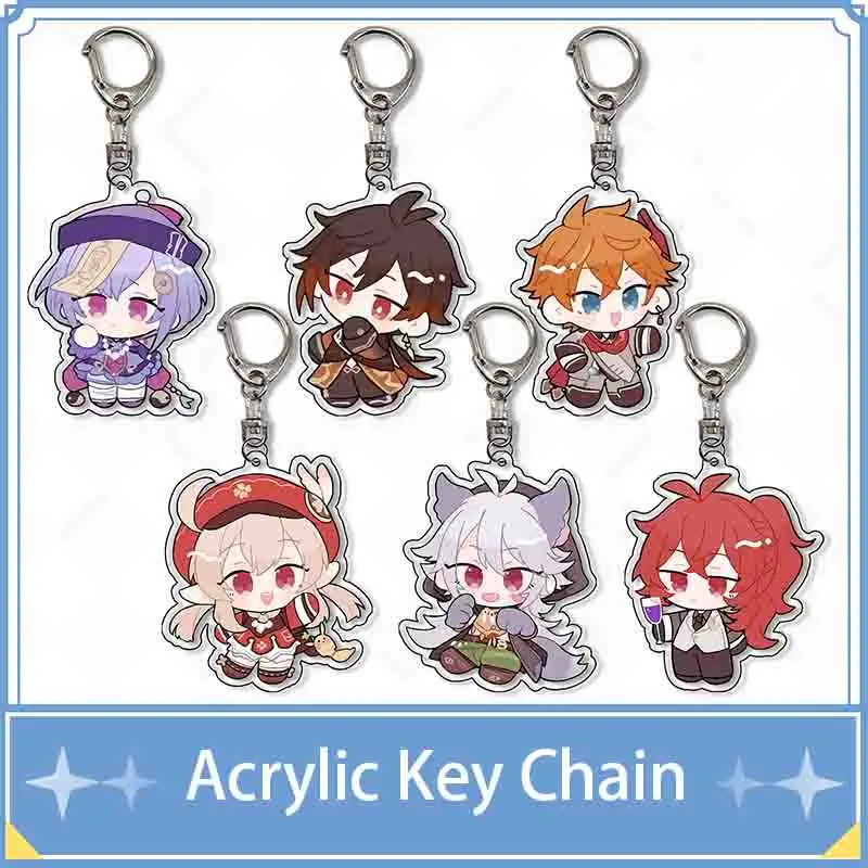 

RXSMll Genshin Impact Character Keychain Acrylic Charm Lique Cartoon Pendant Keychain Gift To Friend Valentine's Day Gifts 2022