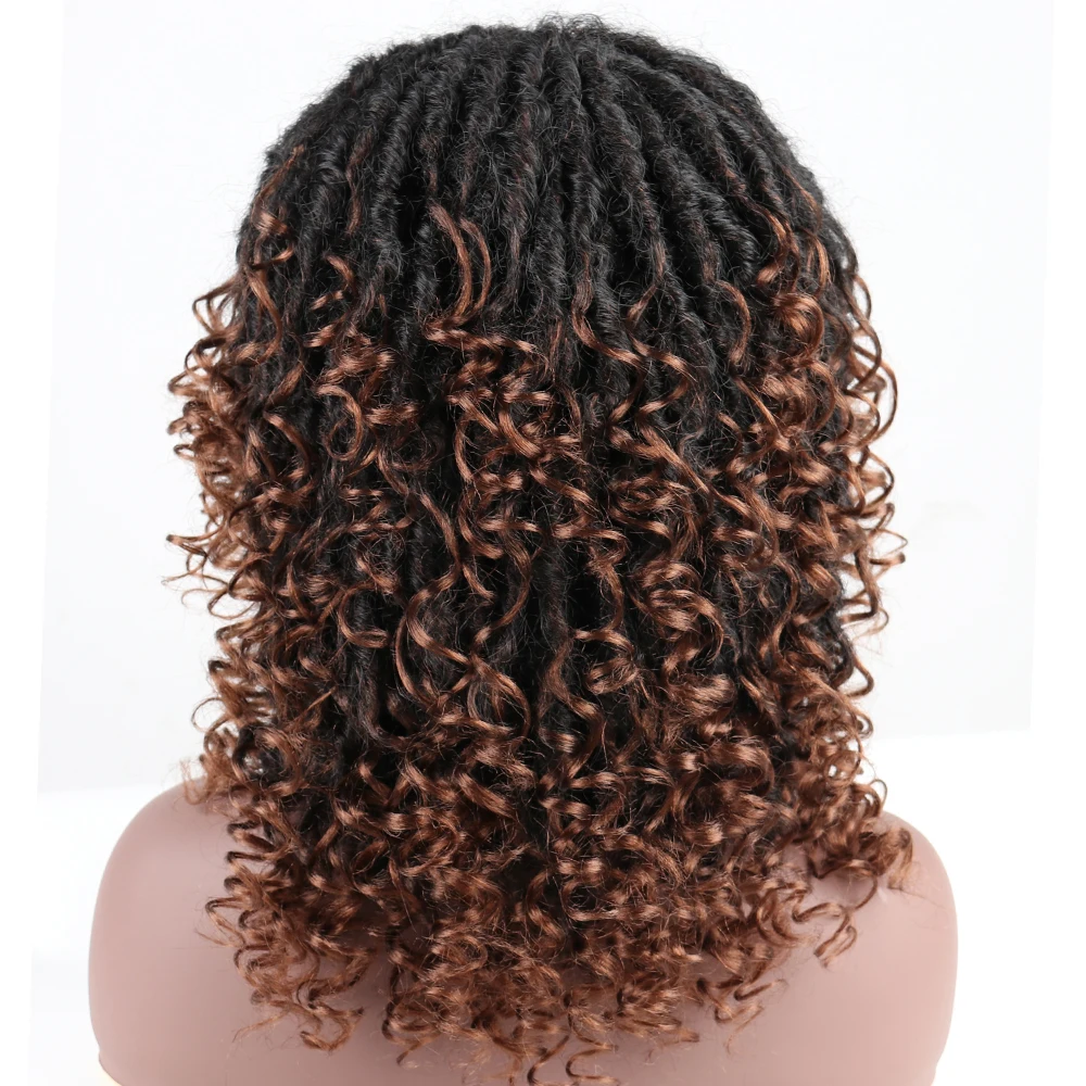 

ONYX Short Synthetic Hair Wig Crochet Braids Made Twist Jumbo Dread Goddess Hairstyle Short Afro Brown Hair for Women Dressing