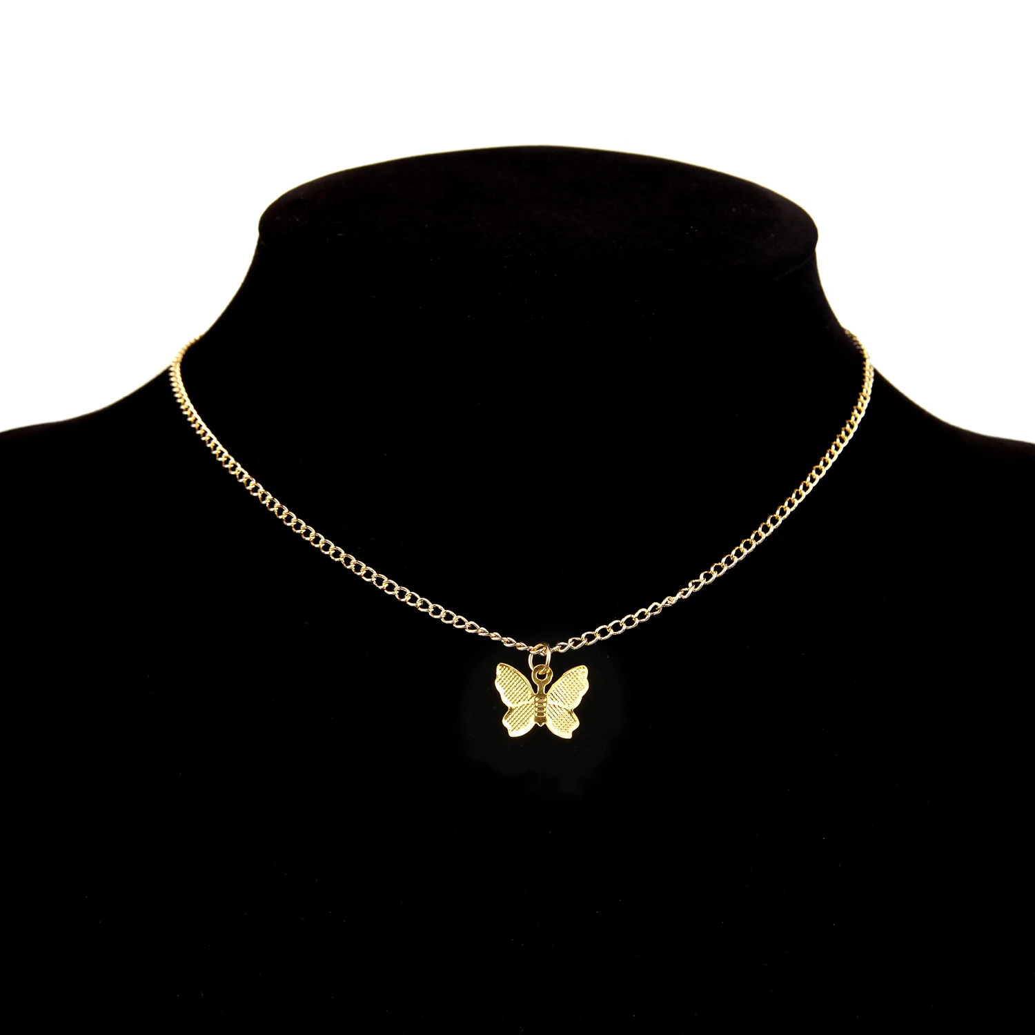

Simple Butterfly Golden Pendant Butterfly Necklace European and American Charm Necklace Choker Boho Jewelry Gift Cheap Wholesale