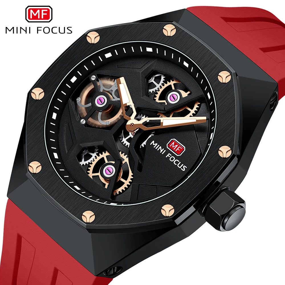 MINI FOCUS-relojes deportivos con ruedas giratorias para hombre, a la moda pulsera de silicona, reloj de negocios, manecillas luminosas, masculino