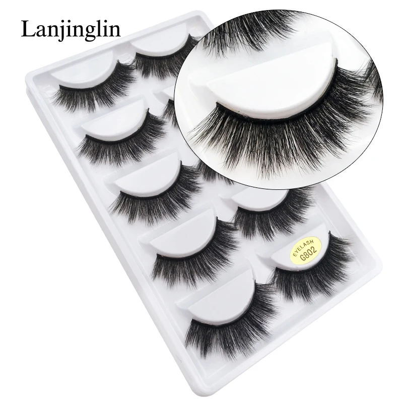 Норковые ресницы LANJINGLIN 10 коробок/партия натуральные длинные накладные 100% ручная