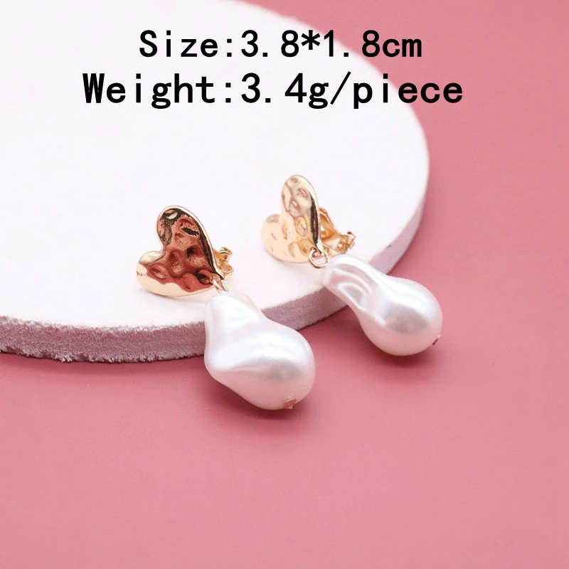 

Heart Earrings Hammered Alloy Imitation Pearls