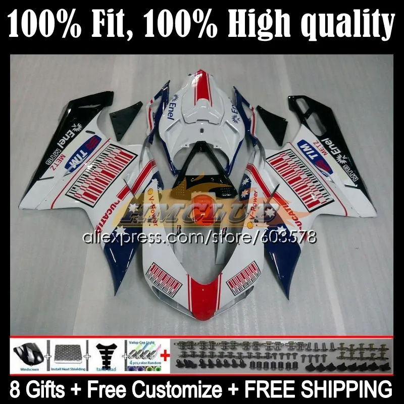 

Injection For DUCATI 848 1098 1198 S R 07 08 09 12 60CL.9 1198S 848R 1098R 2007 2008 2009 2010 2011 2012 Fairings white red