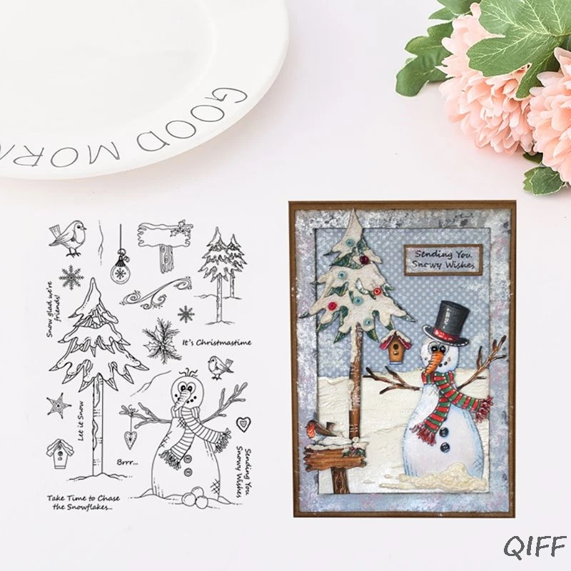 Рождественский Снеговик Силиконовая печать штамп сделай сам скрапбукинг