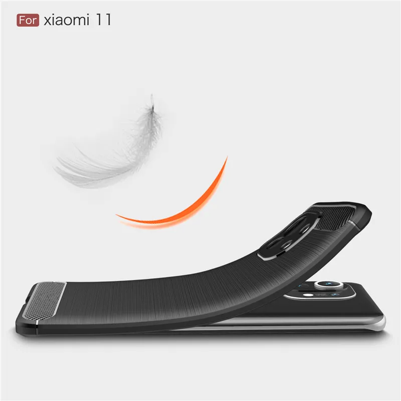 leather case for xiaomi Dành Cho Xiaomi Mi 11 Ốp Lưng Chống Sốc Sợi Carbon Dẻo Silicone Ốp Lưng Điện Thoại Xiaomi Mi11 Mi 11 Mềm Mại Ốp Lưng TPU xiaomi leather case case