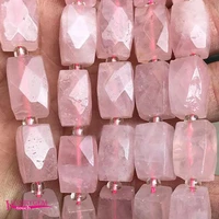 natural pink crystal stone spacer loose bead high quality 10x15mm faceted rectangle shape diy gem jewelry accessories a4214