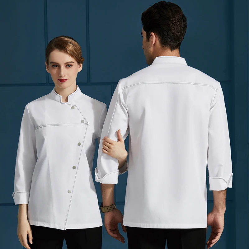 New Unisex Kitchen Bakery Food Service Cook Coat Hotel Catering Restaurant Cooking Canteen Chef Jacket Sushi Work Uniform Shirt |