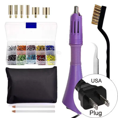B-Purple-USA Быстро нагревается! EU/US Plug белое устройство горячей фиксации для нанесения страз розовый Железный-на горячей фиксации Стразы аппликатор палочка термофиксация инструмент Y2852 - Цвет: B-Purple-USA
