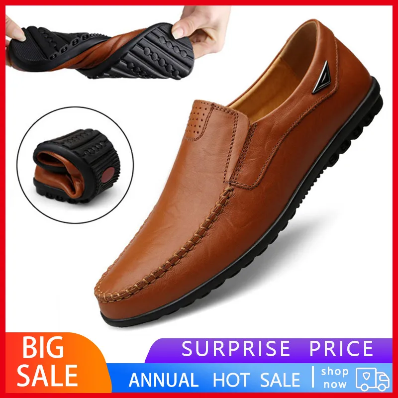 Мужская повседневная обувь из натуральной кожи удобные мужские лоферы Мокасины