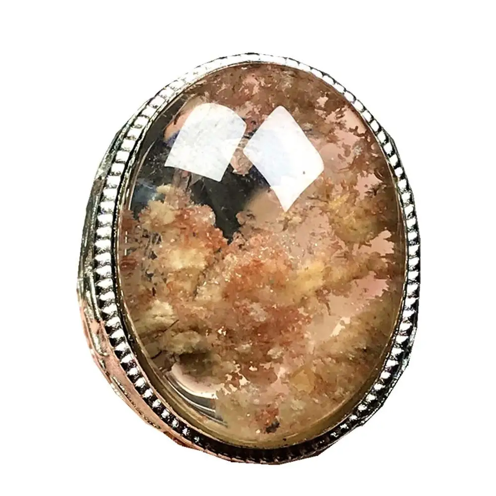 

25x19 мм Топ натуральный красный фантомный кварц кольцо ювелирные изделия для мужчин кристалл любовь годовщина овальные бусины Драгоценный К...