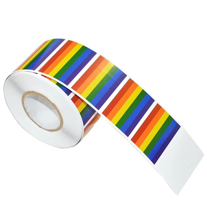 

500 штук Гей Радуга наклейки в рулоне, Поддержка Радужный Флаг ЛГБТ причин, гордость этикетки типа «флажок» для подарков, масонское убранство...