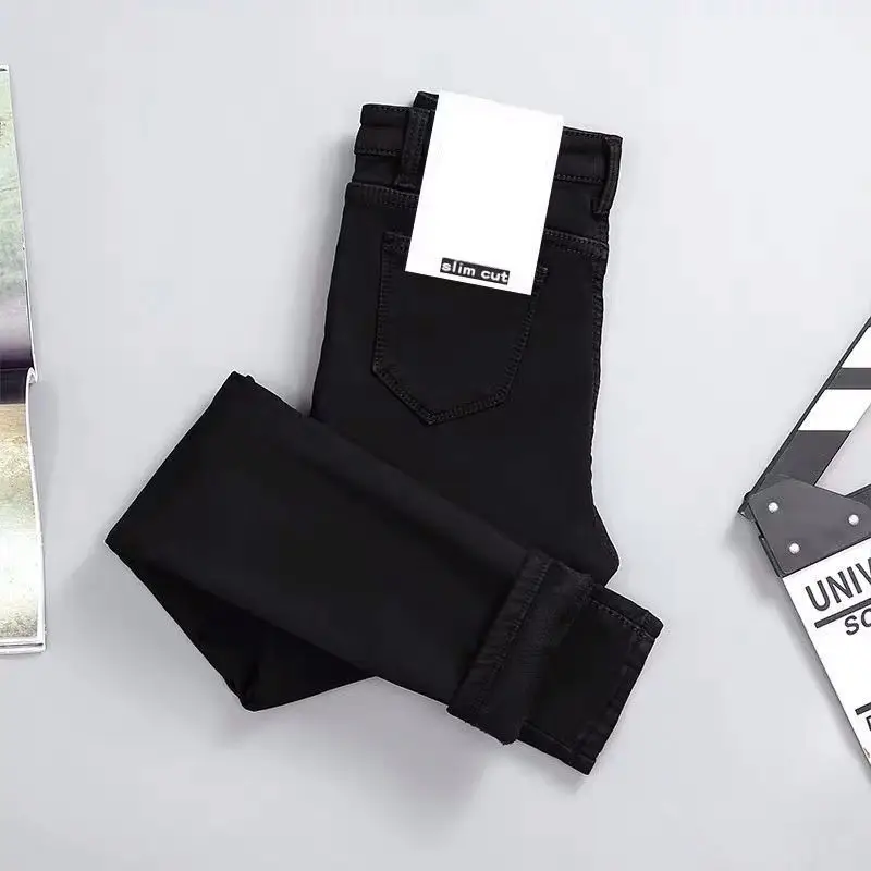 

New style loose high waist jeans plus size work pants women jeans straight nine-point pants retro fashion straight-leg pants