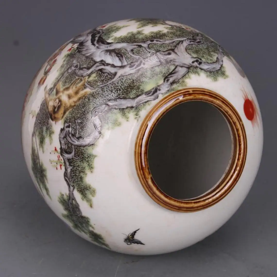 

Old Chinese Antique Vintage Pottery Qing Dynasty Guangxu famille rose grain date jar altar bowl Porcelain Ornaments Collection v