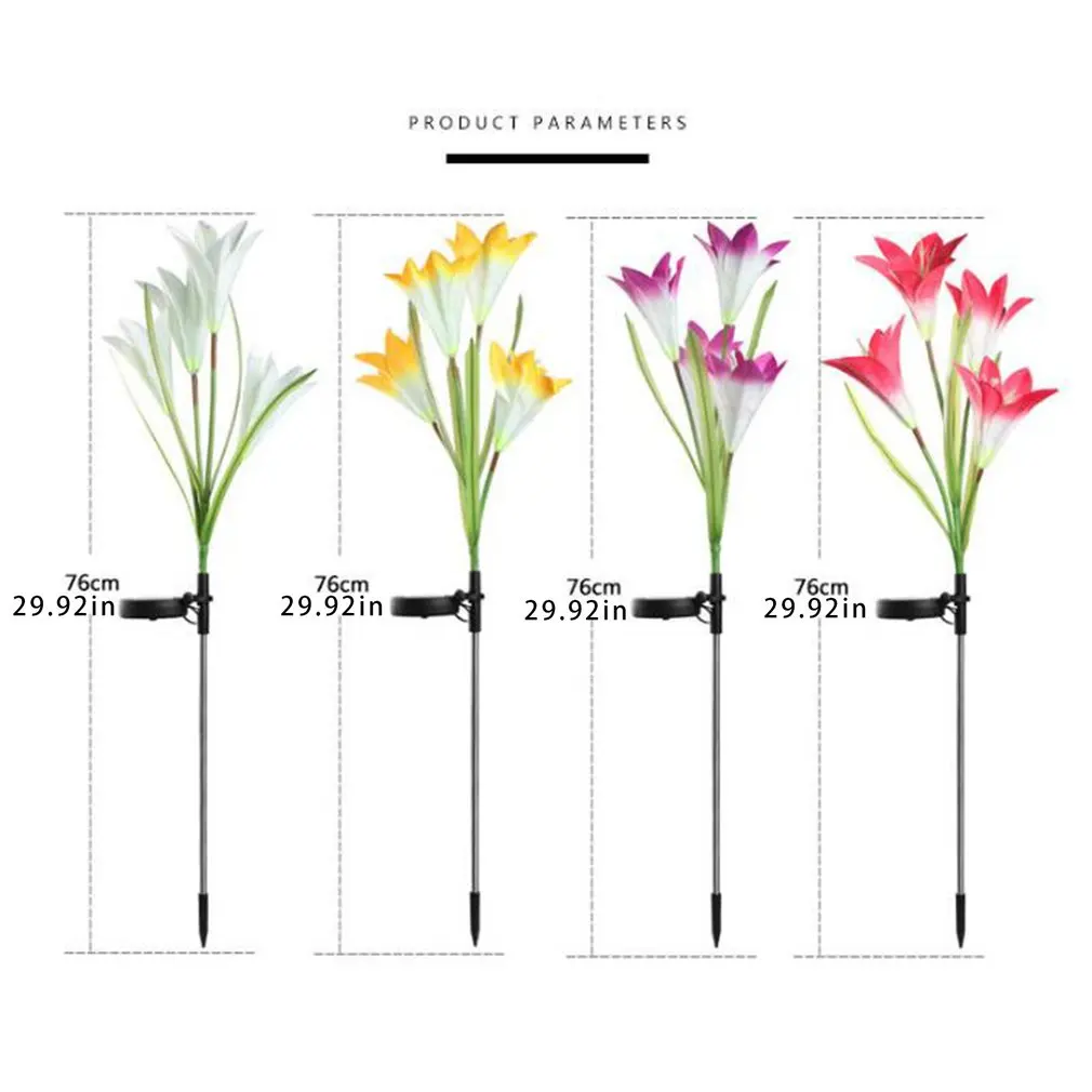 

Outdoor Solar Power Led Light Waterproof Lily Flower Stake Lamp Easy To Install For Home Garden Yard Lawn path Decoration