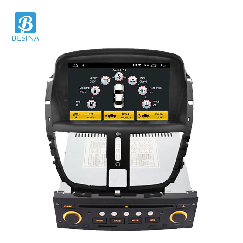 Besina 1 Din Android 9,0 Автомобильный DVD плеер для peugeot 207 207CC 2007 2008 2009 2010 2011 2012 2013 gps Wi-Fi мультимедийная