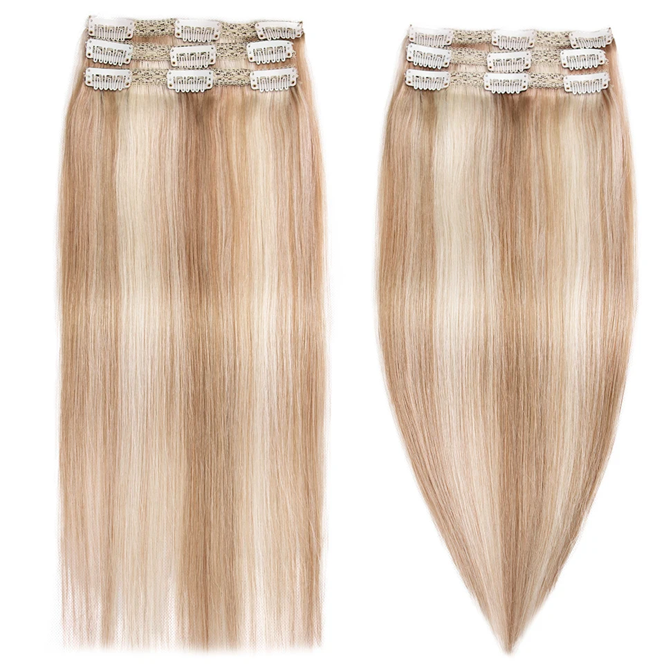 MRSHAIR 100% Пряди человеческих волос для наращивания волосы на заколках 9 зажимы
