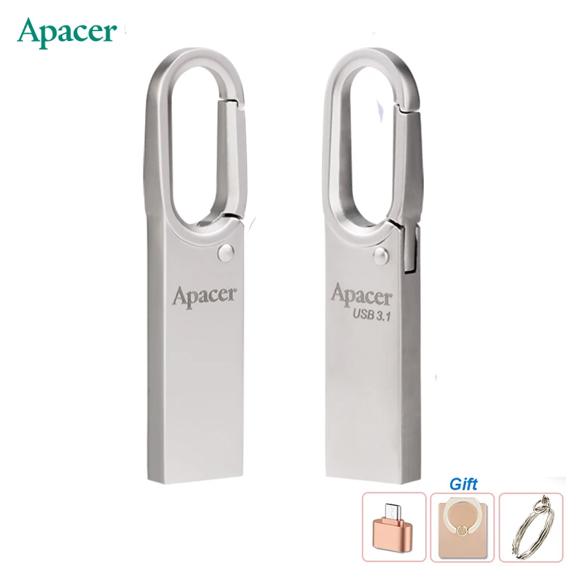 Apacer USB 3 1 USB2.0 металлический водонепроницаемый Флешка 32 ГБ 16 Ключ крючок Usb