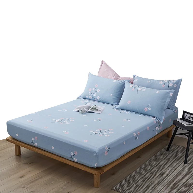 Новая простыня с маленьким цветочным принтом Современная синяя хлопковая