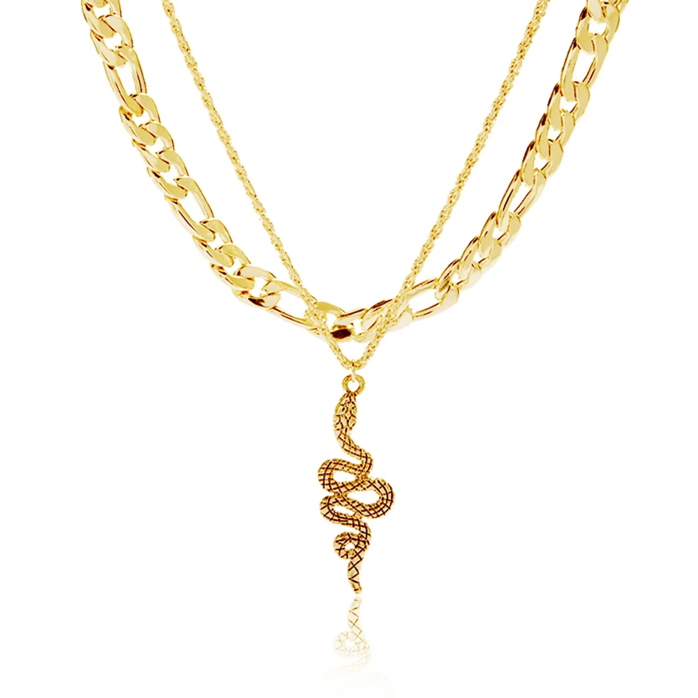 

Multiple Snake Chains Necklace Choker For Women Vintage Punk Snake Pendant Collar Necklace Women's Jewelry Accessories